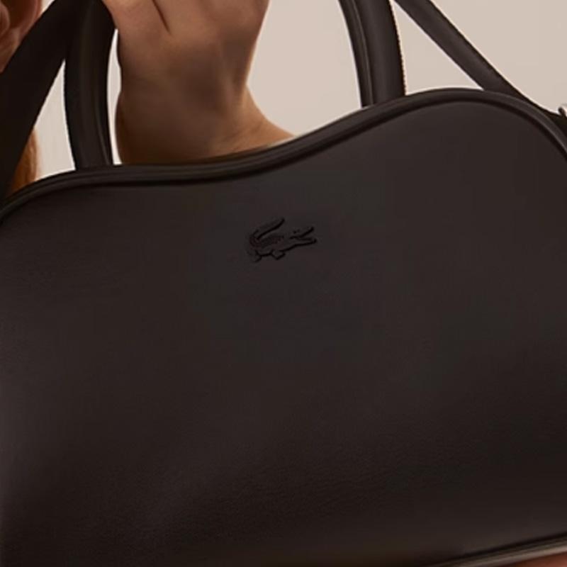Lacoste Modische minimalistische Schulter-Tragetasche aus gemischtem Material, mittelgroß, Damen-Taschen, Schwarz NF4467FO-000