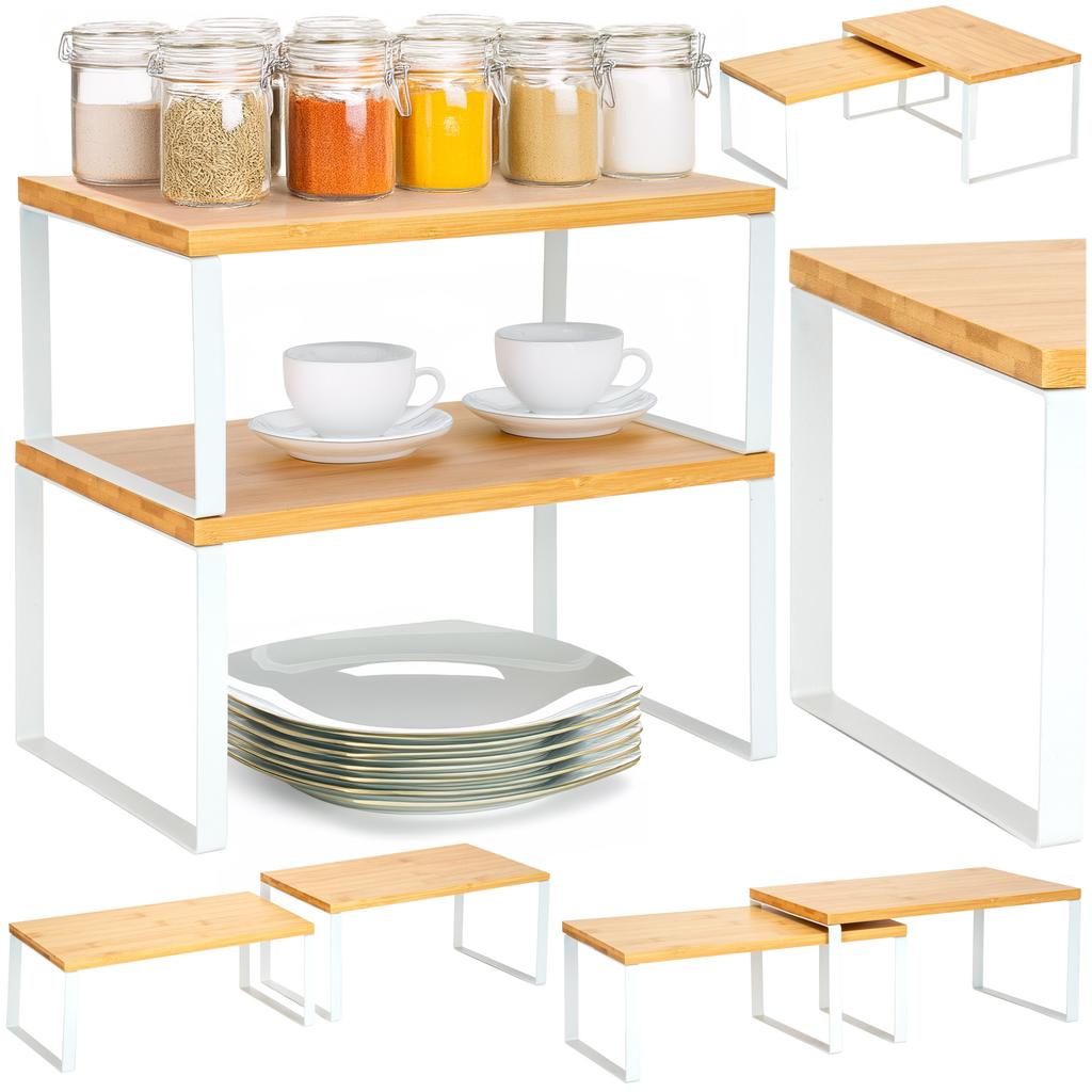 Set Of 2 Ginger Bamboo Shelves White Craft