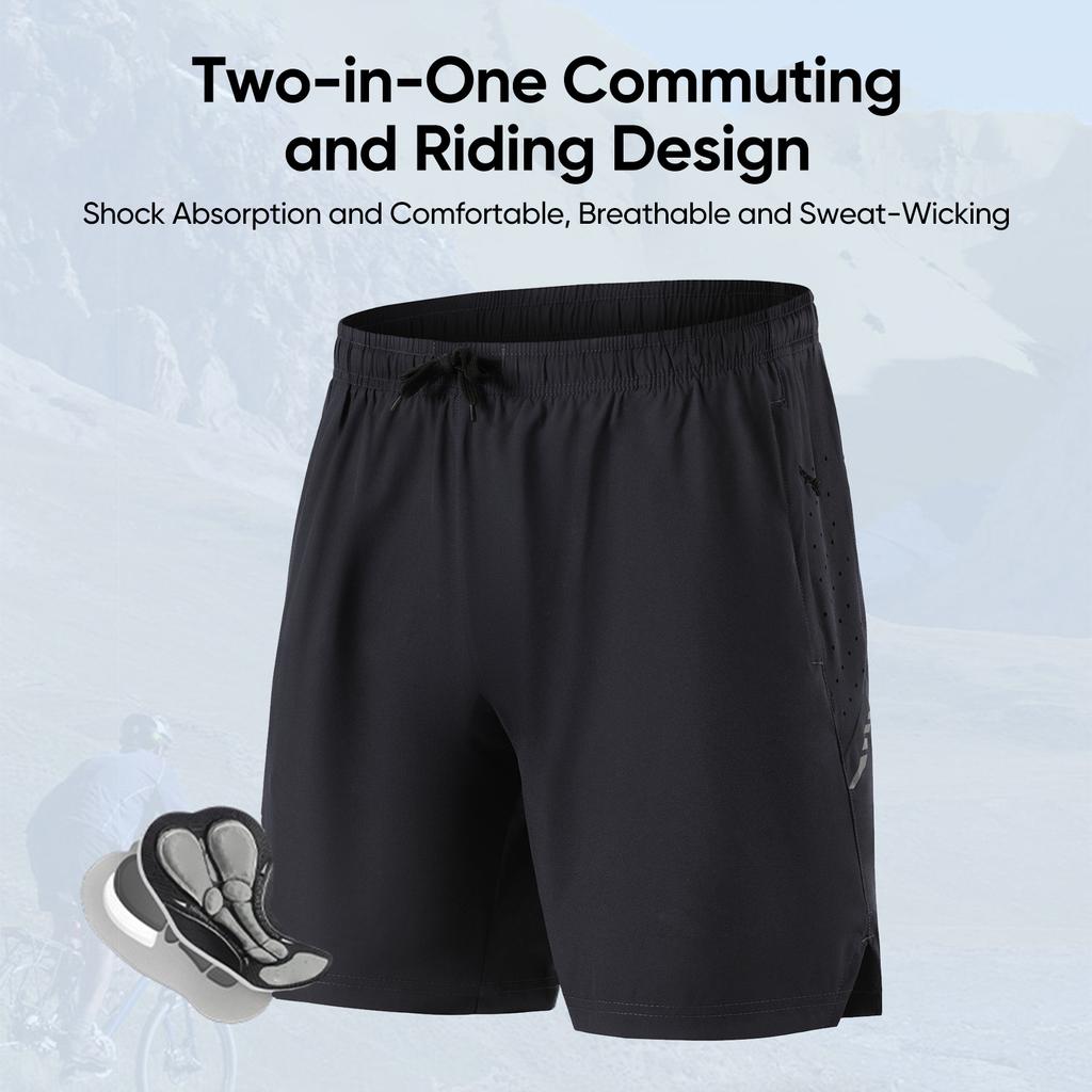 Riding Pants 2 in 1 Bike Commuting Riding Pants Shock Absorbing Sweat wicking Quick dry Ventilation Reflective Hiking