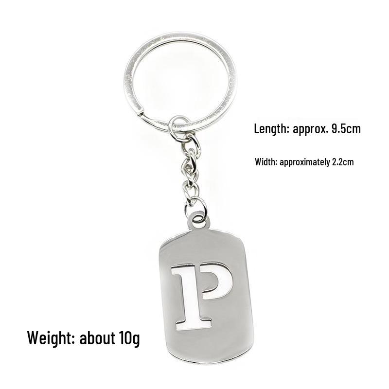 Pendentif Porte-clés 26 Lettres en Acier Inoxydable Creux - Polyvalent pour Sac à Dos, Voiture, Plaque Militaire