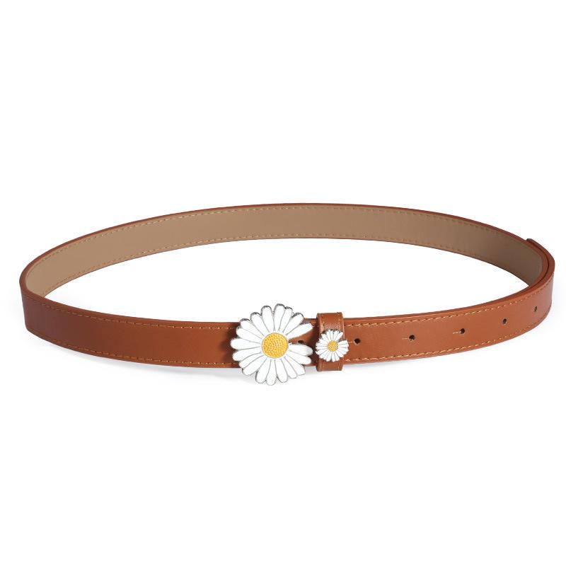 Daisy Buckle Belt Women Imitation Leather Alloy Buckle Belt New Belt Leisure Jeans Fashion Dress Women Belt