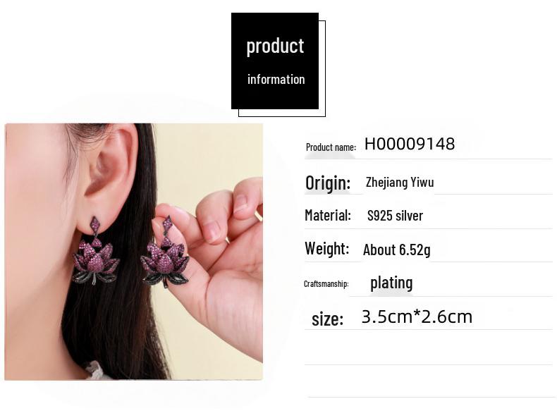 Elegant Multi-Layer Lotus Earrings with Zircon Inlay In S925 Silver