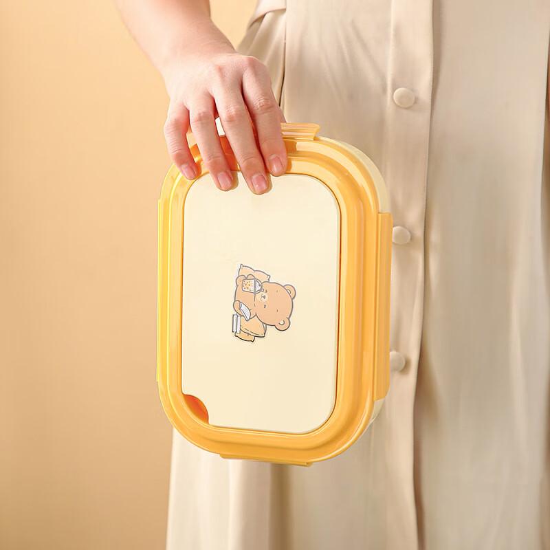 Cream Style Japanese Divided Bento Lunch Box with Cutlery