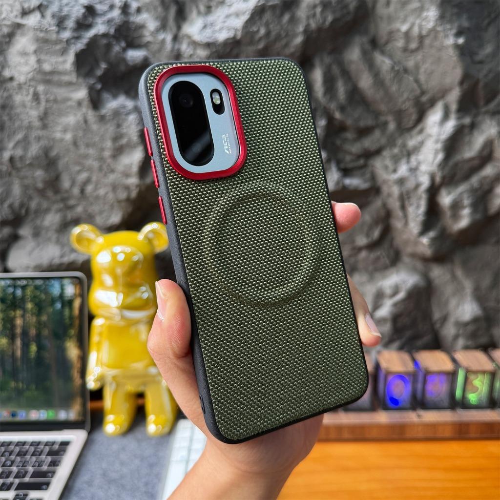 Magnetic Nylon Woven Case For OnePlus ACE 6 Ultra 6T ACE 5 Pro 13 13T 13R 13S 15 15R Turbo 6 Metal Buttons Matte Leather Cover