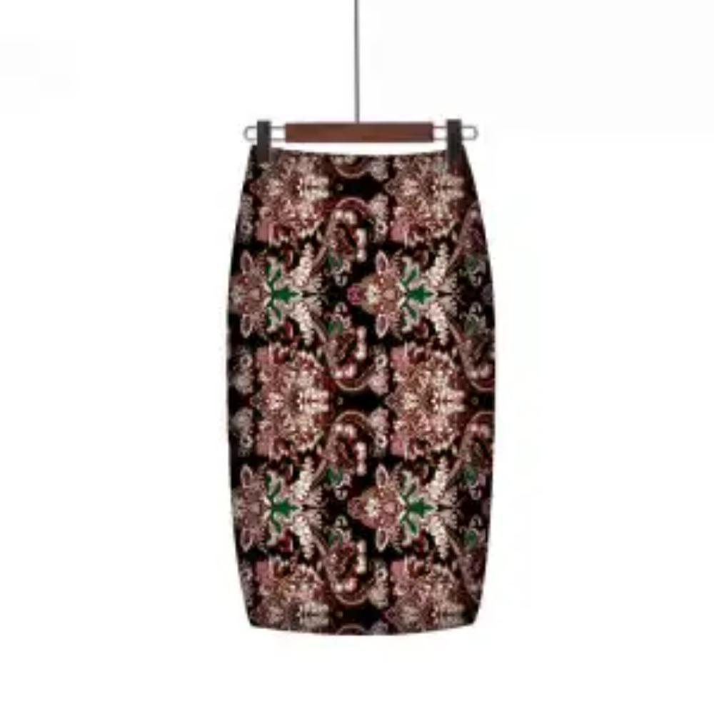 New Spring and Summer Women's Solid Colors Printed Split High Waist Zipper Bag Hip Korean Fashion Casual Commuter Skirt