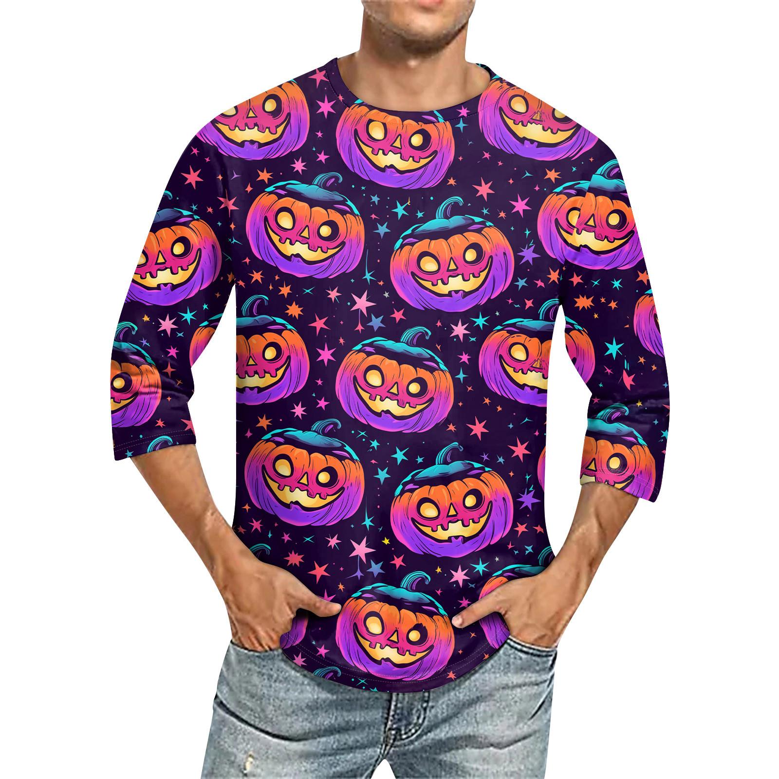 

Мужская повседневная модная футболка с круглым вырезом и рукавом три четверти XXL