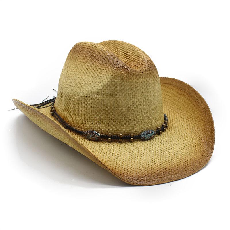 British Jazz Retro Western Cowboy Straw Hat Outdoor Casual Sun Protection Hat