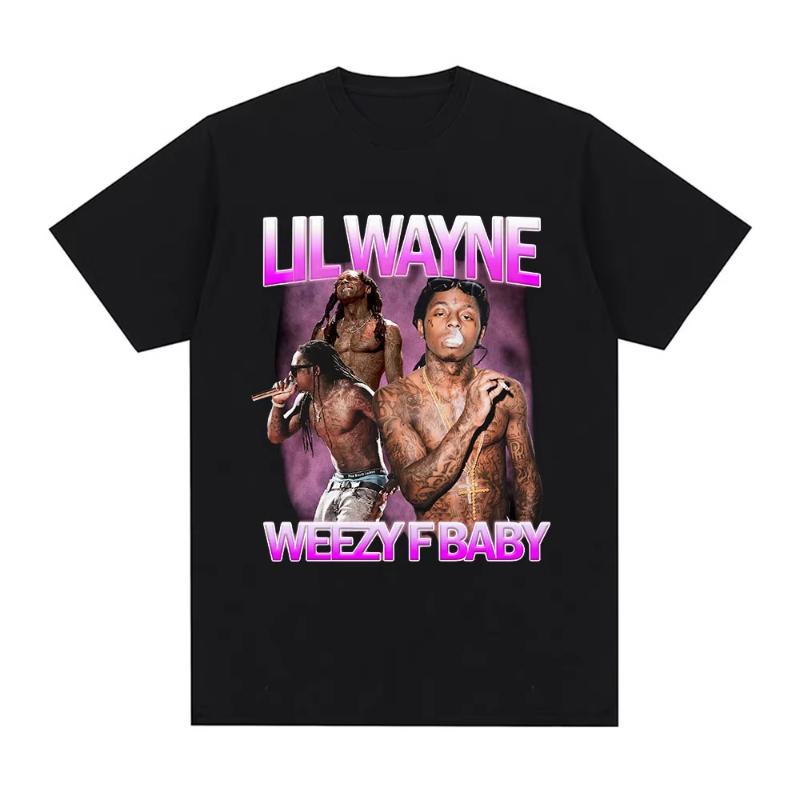 Rapper Lil Wayne Tričko Weezy F Baby Grafická Trička Unisex Dámské Vintage Punk Krátký Rukáv Oversized Tričko Hip Hop Streetwear