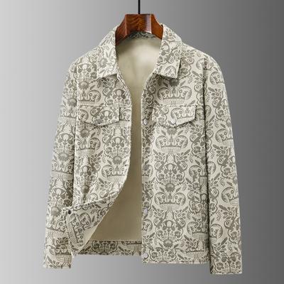 New Style Corduroy Hot Stamping Washed Men's Jacket Men's High-end Trendy Tops