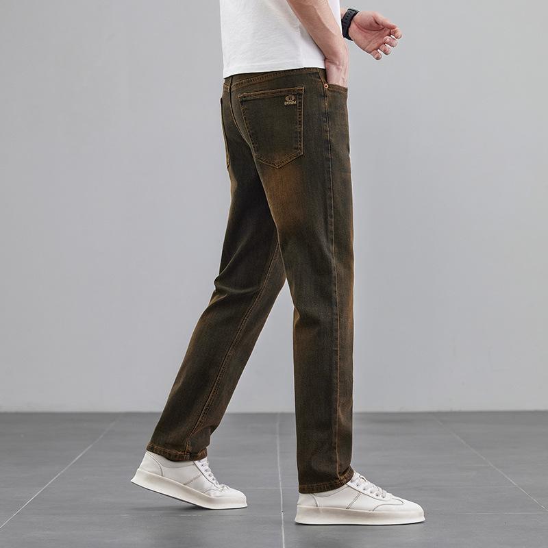 Spring New Elastic Fit Straight Jeans Men's Retro Men's Regular Trousers