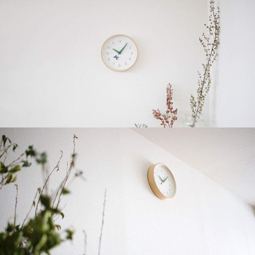 Lemnos SUR18-16 TENTO Wall Clock, Perch Clock with Tent and Ladybug Design, Analog, Wooden Frame, Natural Wood Grain, Diameter 25.4cm x Depth 4.8cm