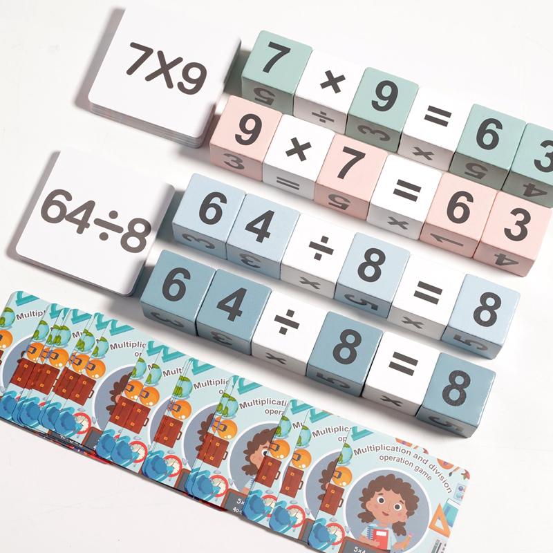 Kids Montessori Wooden Double Player Multiplication and Division Game Time Learning Teaching Aids Educational Toys For Children