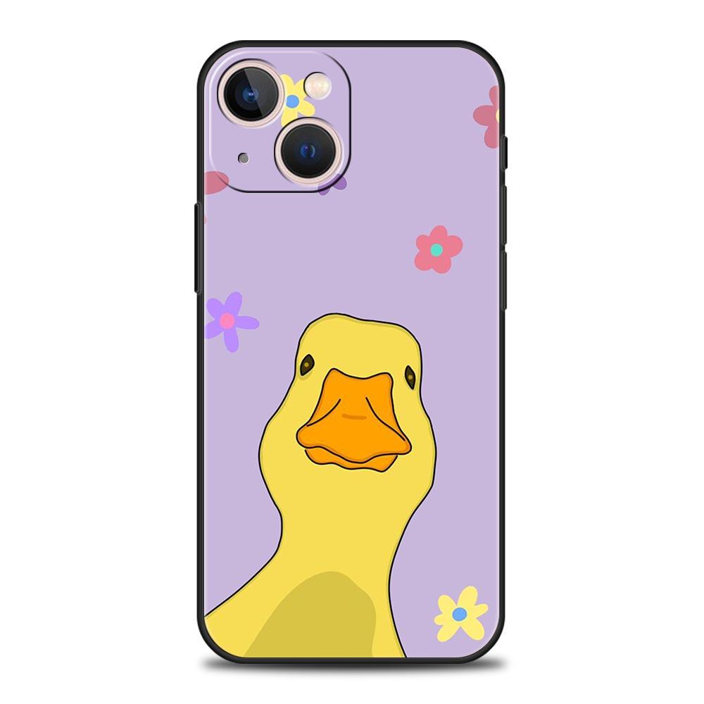 

Cute Cartoon Duck Phone Case For iPhone 16 13 15 14 12 11 Pro MAX XR X SE XS 7 8 Plus Soft TPU Shell Cover iPhone 14Pro Max