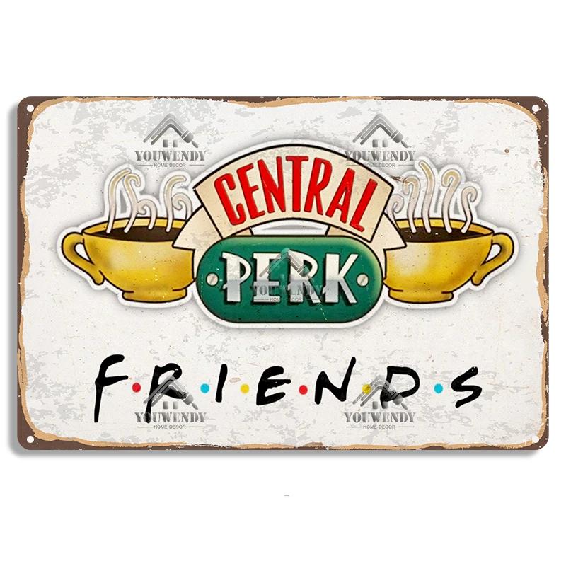 Central Perk Friends Kaffee, Vintage Metallblechschild, Dekorative Plakette, Retro Schild Cafe Küche Wohnzimmer Bar Poster, UW83