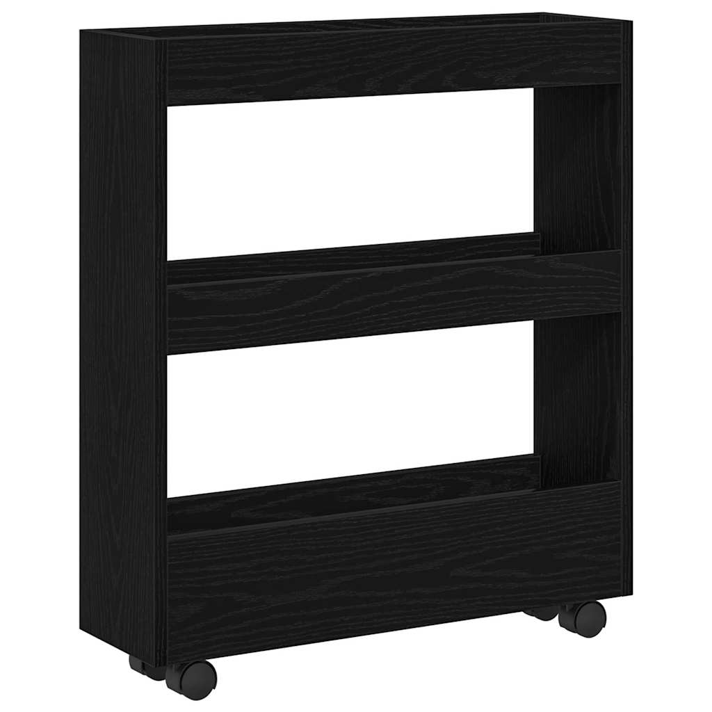 Narrow Storage Trolley Black Oak Effect