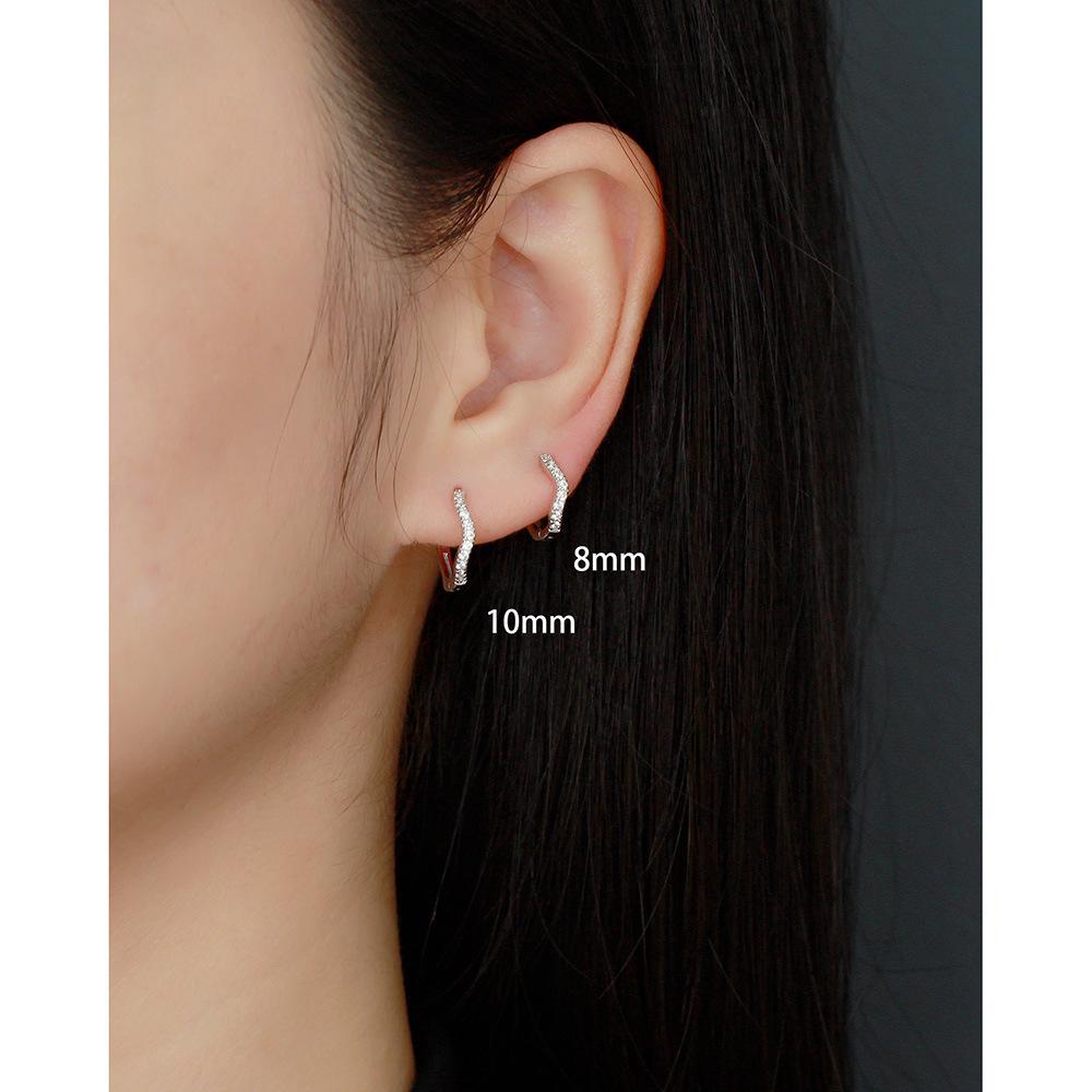 Sterling Silver Wave Ear Cuff with Diamonds - Elegant Stackable Women's Earrings