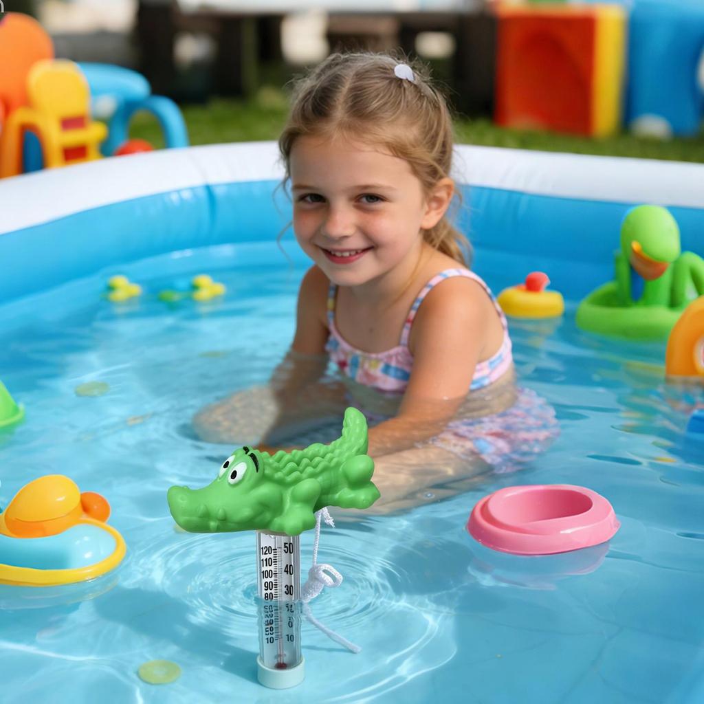 Floating Pool Temperature Gauge Crocodile Shape Floating Water Monitoring Tool Children Bath Temperature Gauge for Pool Outdoor
