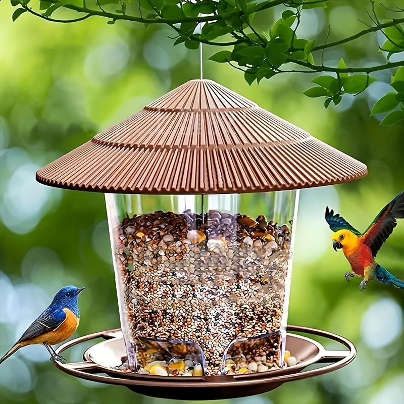 Mangiatoia per uccelli sospesa da esterno per il giardino, attira automaticamente colibrì e altri uccelli selvatici. Il suo design intelligente presenta un tetto inclinato.