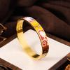 Bracciale Geometrico Aperto in Metallo Color Oro Acciaio Inossidabile Smaltato Vintage, Gioiello da Polso Geometrico Allargato Apribile, Regalo Quotidiano da Polso per Donna