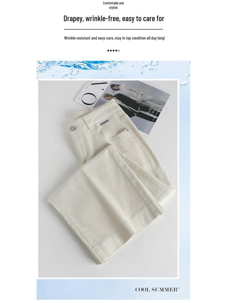 Women's High-Waist Loose Wide-Leg Jeans - Summer 2025, Casual Straight-Leg, Thin Fit for Petite Sizes