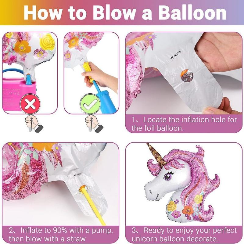 Unicorn Digital Balloon Set for Children's Birthday Party Rainbow 1-9 Birthday Party Balloon Decoration