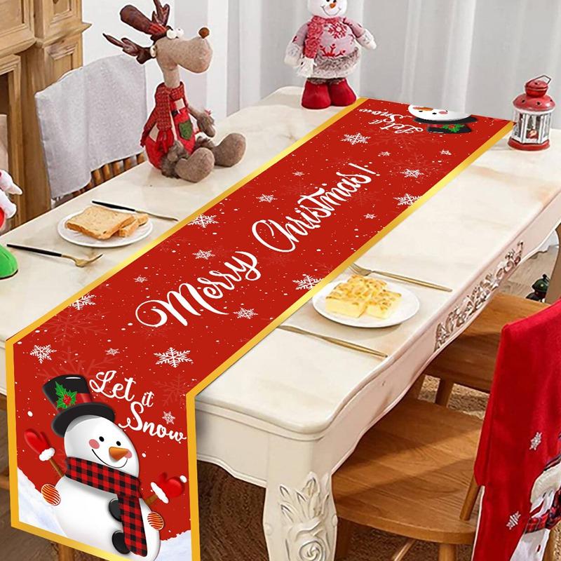 Christmas Ball Buffalo Plaid Table Runner Merry Christmas Decorations For Home Decor Xmas Table Flag Cover Gifts Happy New Year
