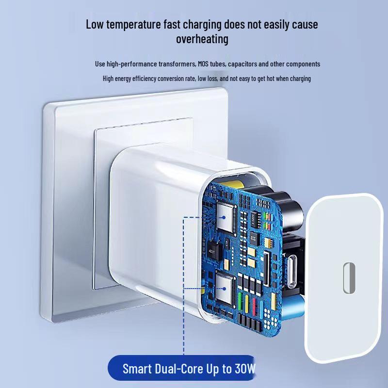 PD30W Fast Charger Set: Apple 8/17 Pro Compatible, 3C Certified, Dual Type-C Cable.