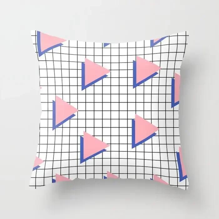 40/45/50 Mint Pink Throw Pillow Case Memphis Inspired Pattern Check Cushion Covers Home Sofa Chair Decorative Pillowcases