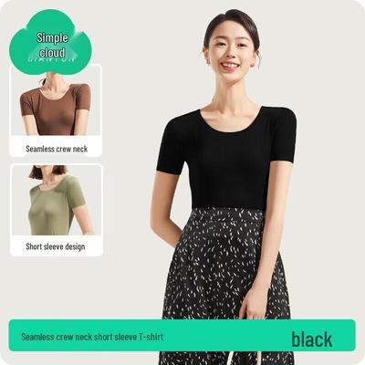 T-shirt da donna senza cuciture a maniche corte in modal