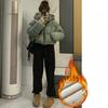 Plus Velvet SweatTrousers Ladies's Loose Feet Autumn and Winter Straight Wide-leg American Casual Gray Slimming SweatTrousers