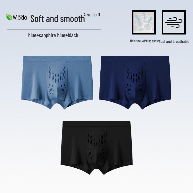 Men's Oyster Antibacterial Breathable Knitted Mid-Waist Massage Underwear.