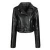 Cross-border Women's PU Jacket Short Belt Adjustable Belt Zipper Lapel Jacket Leather Jacket