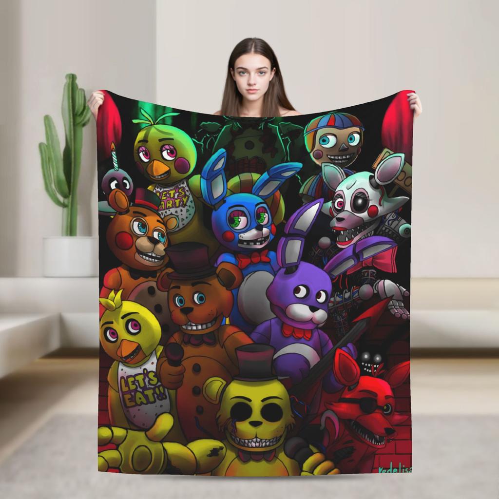 FNAFS At Freddy's Flannel Blanket Warm Soft Throw Blanket for Couch Chair Decorative Fluffy Bedspread Sofa Bed Cover