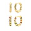 Fashion 18K Gold Plated Geometric Trendy Colored Zircon Copper Hoop Earrings for Unisex Party Jewelry