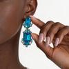 Silver Needle Rhinestone Square Pendant Earrings: Elegant, Versatile, High-End Studs for Women.
