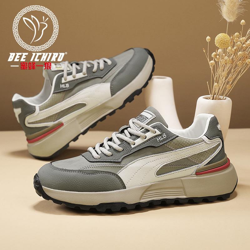 New summer sports and leisure leather shoes fashionable young dad men's shoes