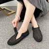 2025 new summer mesh shoes with a high-end feel, round toe breathable toe cover, half slippers, straight strap, flat sandals