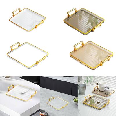 Fruit Snack Plate with Handles Rectangular Coffee Table Tray Table Decor