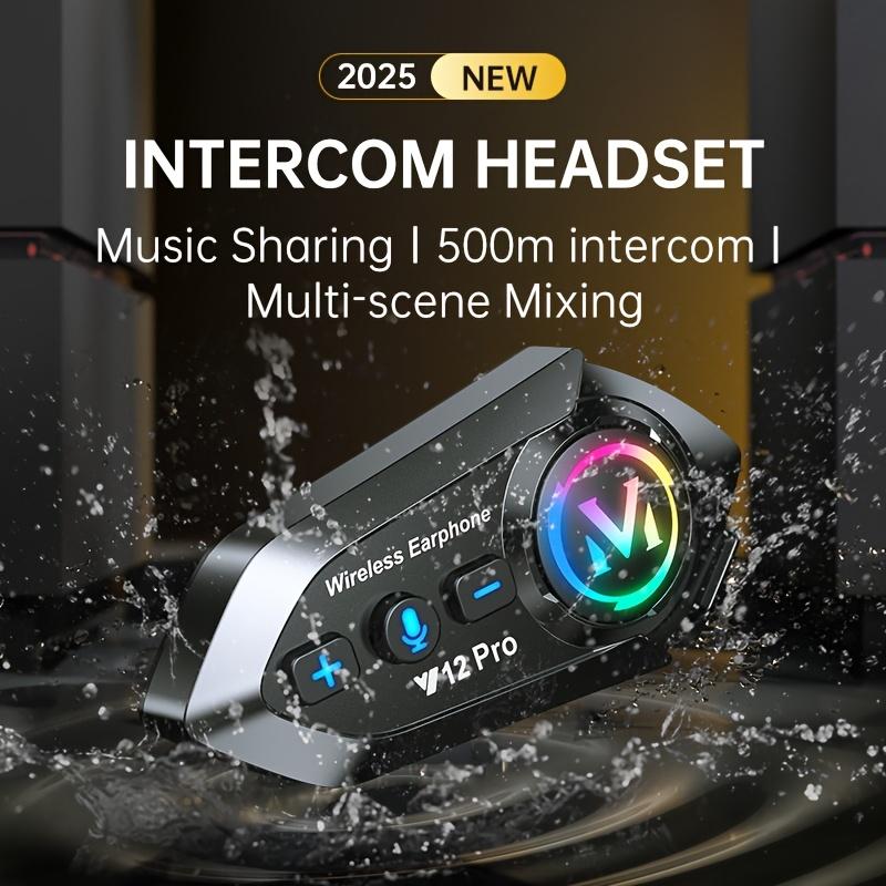 Bluetooth Y12 Pro Motorcycle Helmet Intercom IP56 Waterproof 300m Range CVC Noise Reduction