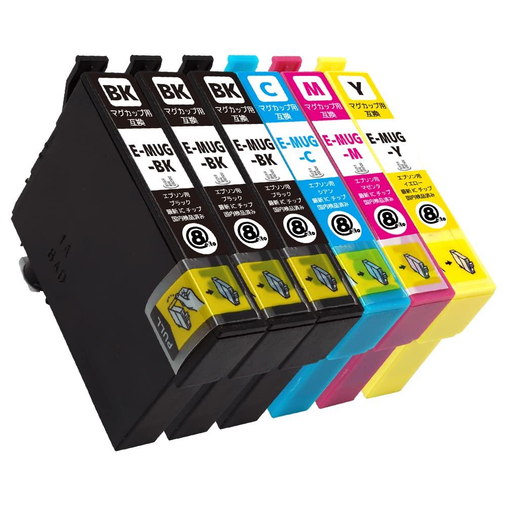 

MUG (BK x 3/C/M/Y) Set of 6 Mugs Compatible Ink Cartridges for Epson with Ink Level Display Latest IC Chip QR Code Web Instructions Made by A.I.S