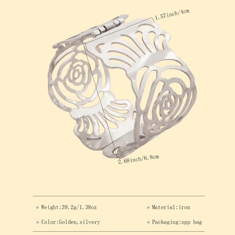 Women's European & American Fashion Metal Hollow-Out Exaggerated Elastic Bracelet Armlet