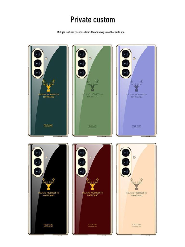 Compatible Samsung Z Fold7 Foldable Phone Case with Painted Glass, HD Film, and Integrated Flip Cover.