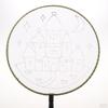 1 piece Ancient Handheld Fan Round Paddle Mandarin Handle with Fabric, Blank Patterns