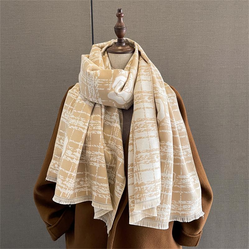 

Роскошный бренд Цветочный принт Шарф для женщин Теплый Зимний Кашемировый Пашмина Шарфы Шали Женский Толстый Плед Обмотки Фуляр 65x185cm