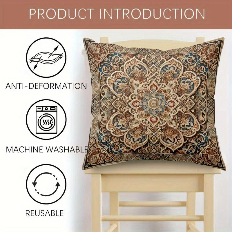 Vikama Persian Rug Pattern, All-Season Pillow Covers, Soft-To-The-Touch Cushion Covers, Suitable For Beds And Home Decor