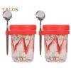 2 pezzi 350 ml tazza di farina d'avena contenitori in vetro per avena durante la notte contenitori ermetici per colazione colazione pasto contenitore in vetro yogurt insalata cereali barattolo di frutta con coperchi