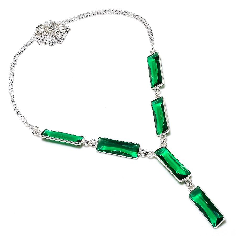

Natural Chrome Diopside Gemstone 925 Sterling Silver Jewelry Necklace 18 h2h04