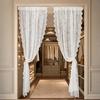 1 Panel White Lace Door Curtain, Sheer Room Divider Curtain, Retro Scalloped Floral Lace Curtain with Rod Pocket for Bedroom Balcony
