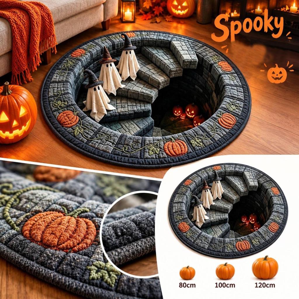 3D Effect Halloween Round Velvet Area for Indoor Decor