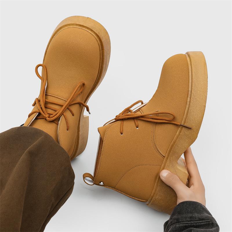 

Осенние ботинки Мартин мужские нишевые высокие кожаные ботинки с большой головой, локомотивные ботинки средней высоты на толстой подошве, рабочие ботинки мужские 44